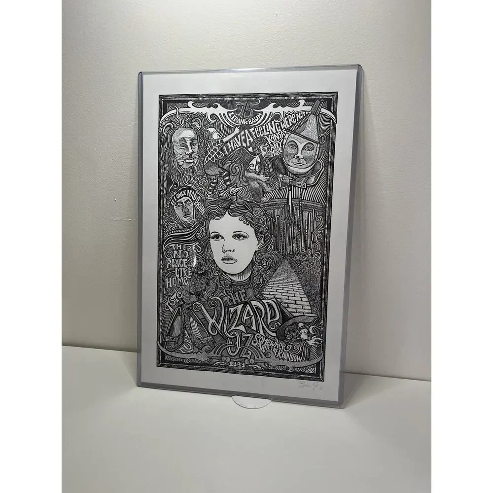 THE WIZARD OF OZ MOVIE Hand Signed Ben G Letterpress Poster Posterography EUC!